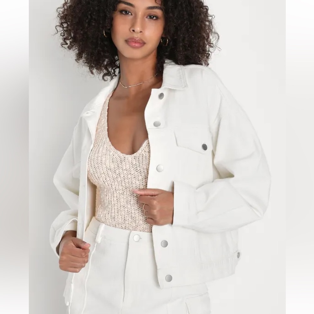 Lulu’s Ivory Cotton Twill Utility Jacket NWT women’s XL
